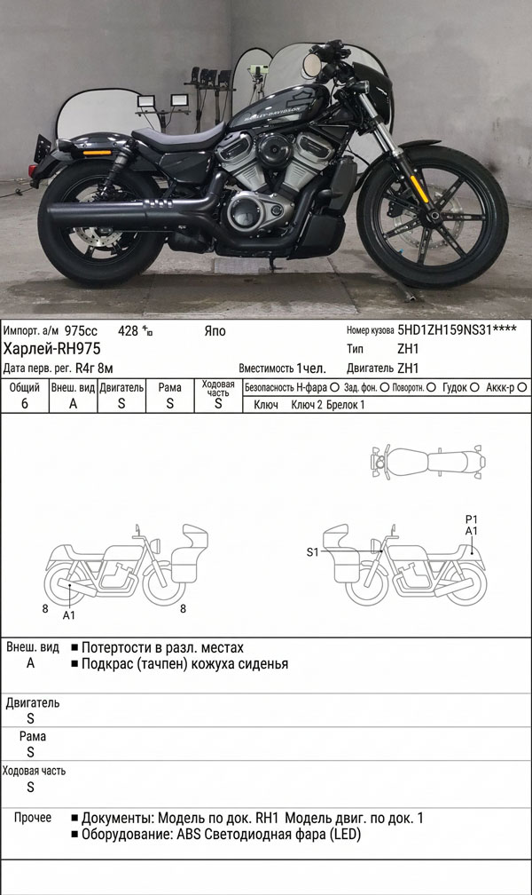 Аукционный лист JBA с описанием